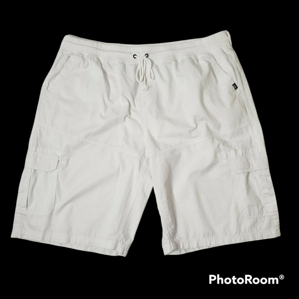 Akademiks Women's White Drawstring Cargo Bermuda Shorts